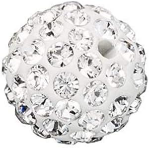 50pcs Adabele Grade A Suncatcher Crystal Rhinestone Pave Loose Beads 12mm Clear White Polymer Clay Disco Ball Spacers Compatible with Shamballa All Craft Jewelry Making DB12-1