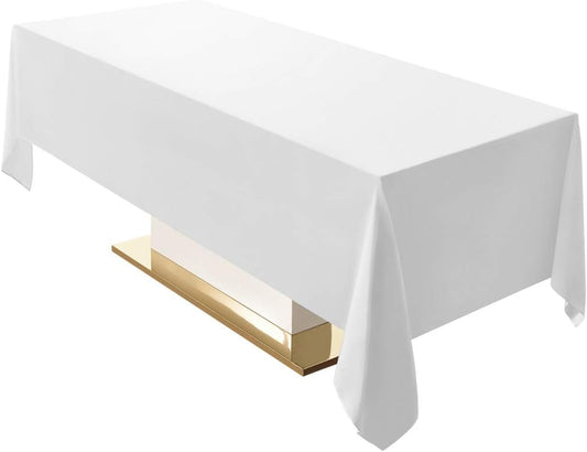 Surmente 10 Pack White Rectangle Tablecloth 60 x 102-inch Rectangular Polyester Table Cloth for Weddings, Banquets, or Restaurants