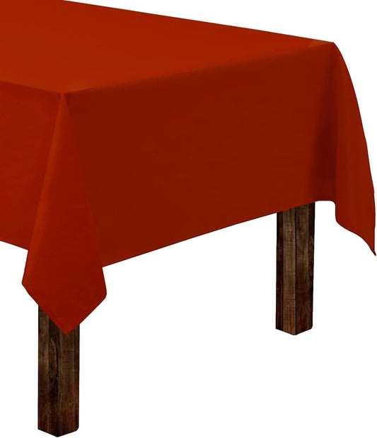 Gee Di Moda Rectangle Tablecloth - 60 x 126 Inch Burnt Orange - Heavy Duty, Washable Fabric - For 8 Ft Rectangular Table, Buffet, Dinner, Wedding & Baby Shower
