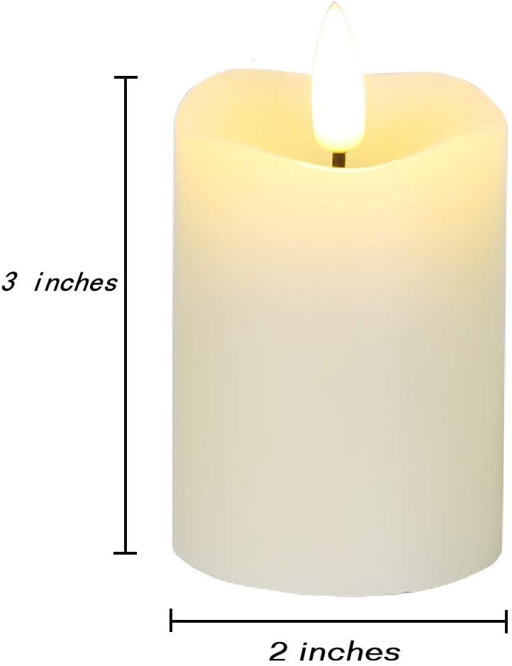Eywamage Timer Flameless Votive Candles 2 inch x 3 inch , Flickering Small LED Pillar Candles Batteries Included, Ivory Christmas Home Decor 6 Pack with 5 hours timer