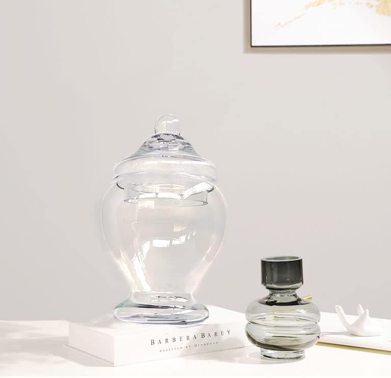 Glass Apothecary Jars 45 Ounce Decorative Candy Cookie Jars ，Clear Elegant Storage Jar with lids Canisters Sets for the Kitchen Wedding Home Centerpiece Candy Buffet Set of 2