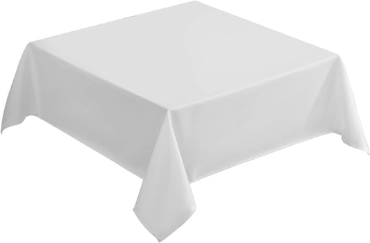 VidaFete Square Tablecloth 52 x 52 Inch Tablecloths Stain Wrinkle Resistant Polyester Dining Table Cover for Kitchen Dinning Party Wedding Rectangular Tabletop Buffet Decoration(White)