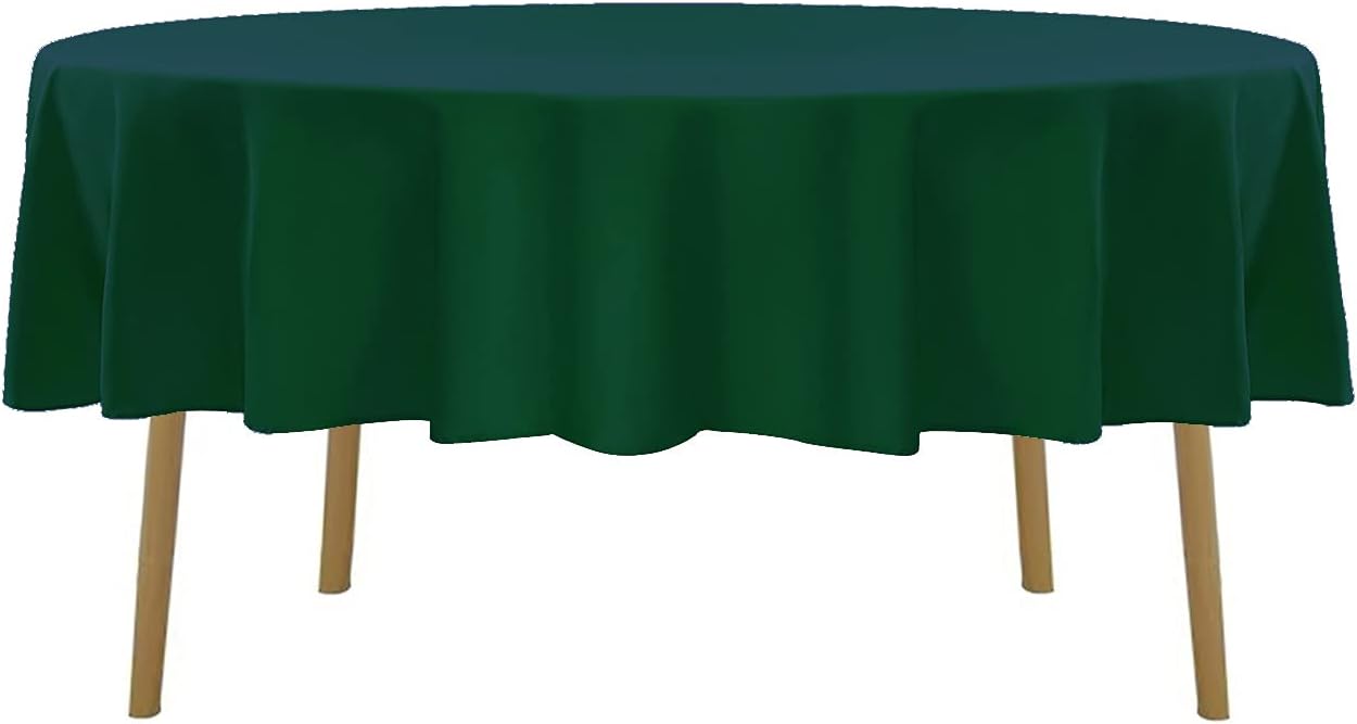 70 inch Round Tablecloth Washable Polyester Table Cloth Decorative Table Cover for Wedding Party Dining Banquet（70 inch, Hunter）