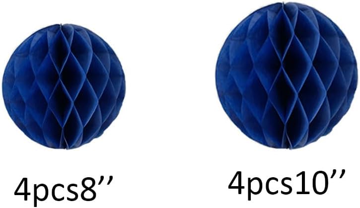 8pc Honeycomb Balls Party Decorations 8'' 10'' Tissue Paper Pom Poms Flower Balls Hanging Paper Honeycomb Balls for Party Baby Shower Birthday Wedding Nursery Wall Decor(8'' 10'' Royal Blue)
