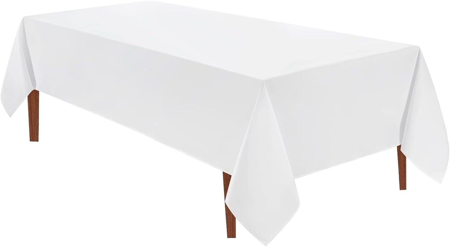 VidaFete Tablecloth 60 * 120inch 1pack Rectangle Table Cloth Polyester, Stain Wrinkle Resistant Dining Table Cover for Kitchen Dinning Party Wedding Rectangular Tabletop Buffet Decoration(White)
