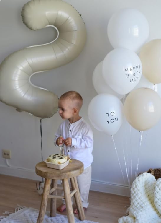 Big Cream White 2 Number Balloon 40 Inch Birthday Decoration, Number 2 Helium Balloon 12 20 22 23 24 26 28 32 42 Celebration, Boy Girl Baby Anniversary Party Graduations Supplies Decorations
