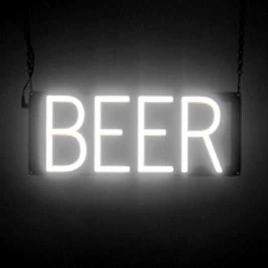 SpellBrite BEER Sign | Beer-Related Sign with Neon Look, White LED Light Source | 15.7" x 6.3"