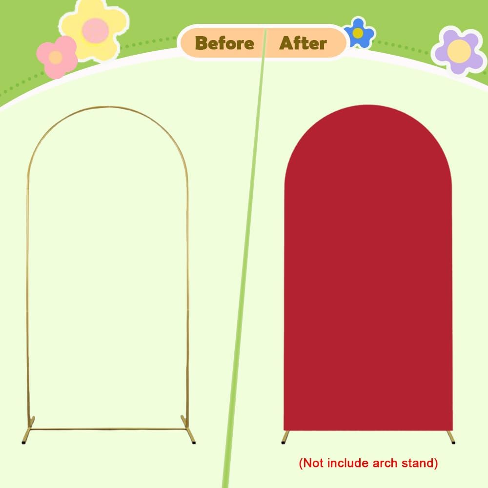 Red Arch Cover Wedding Arch Stand Covers 4FT Arched Backdrop Cover Spandex Arch Covers Stretchy Backdrop for Arches Wall Panels Chiara Back Drop Cover Baby Shower Balloon Party Decorations