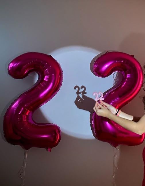Hot Pink 40 Inch Big Number Balloon Birthday Decoration, Number 2 Helium Balloon 12 20 22 23 24 26 2025 New Years Celebration, Boy Girl Baby Anniversary Party Graduations Supplies Decorations