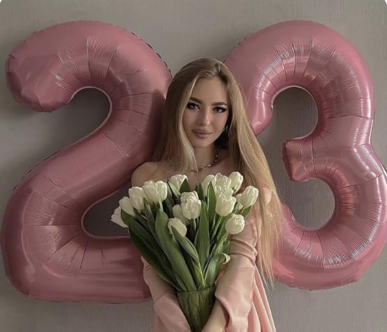 40 Inch Big Pearlescent Pink Number 2 Balloon Birthday Decoration, Number 2 Helium Balloon 12 20 22 23 24 26 28 32 42 Celebration, Boy Girl Baby Anniversary Party Graduations Supplies Decorations