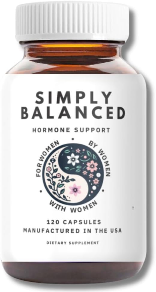 Simply Balanced – Hormone Balance for Women – Restore Hormone Harmony – PMDD Supplements for Women – Perimenopause – Menopause – Cortisol Reducer – PMS – PCOS Supplements – 120 ct