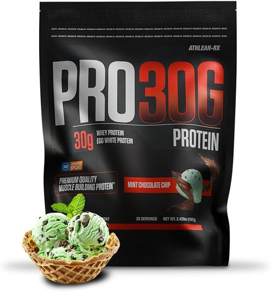 ATHLEAN-X PRO-30G, Premium Whey Protein Isolate Powder, Mint Chocolate Chip, Gluten-Free, Low Sugar, 30g of High Protein Powder for Muscle Recovery & Growth