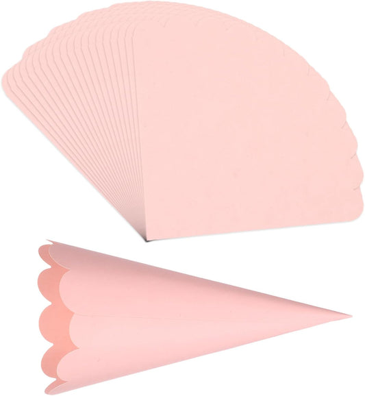PATIKIL Wedding Confetti Cones, 100 Pcs Paper Tapers Hollow Print Wave Cone Bouquet for Party Candy Gift Boxes Chocolate Bags Buffet Bachelor Party Petals, Pink