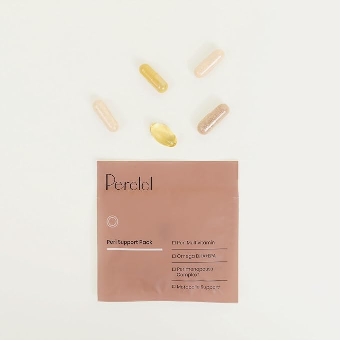 Perelel Peri Support Pack, Perimenopause Vitamins for Women, for Womens Nutrition Support & Overall Wellness, Soy & Gluten Free, Non GMO, 30 Daily Pill Packs