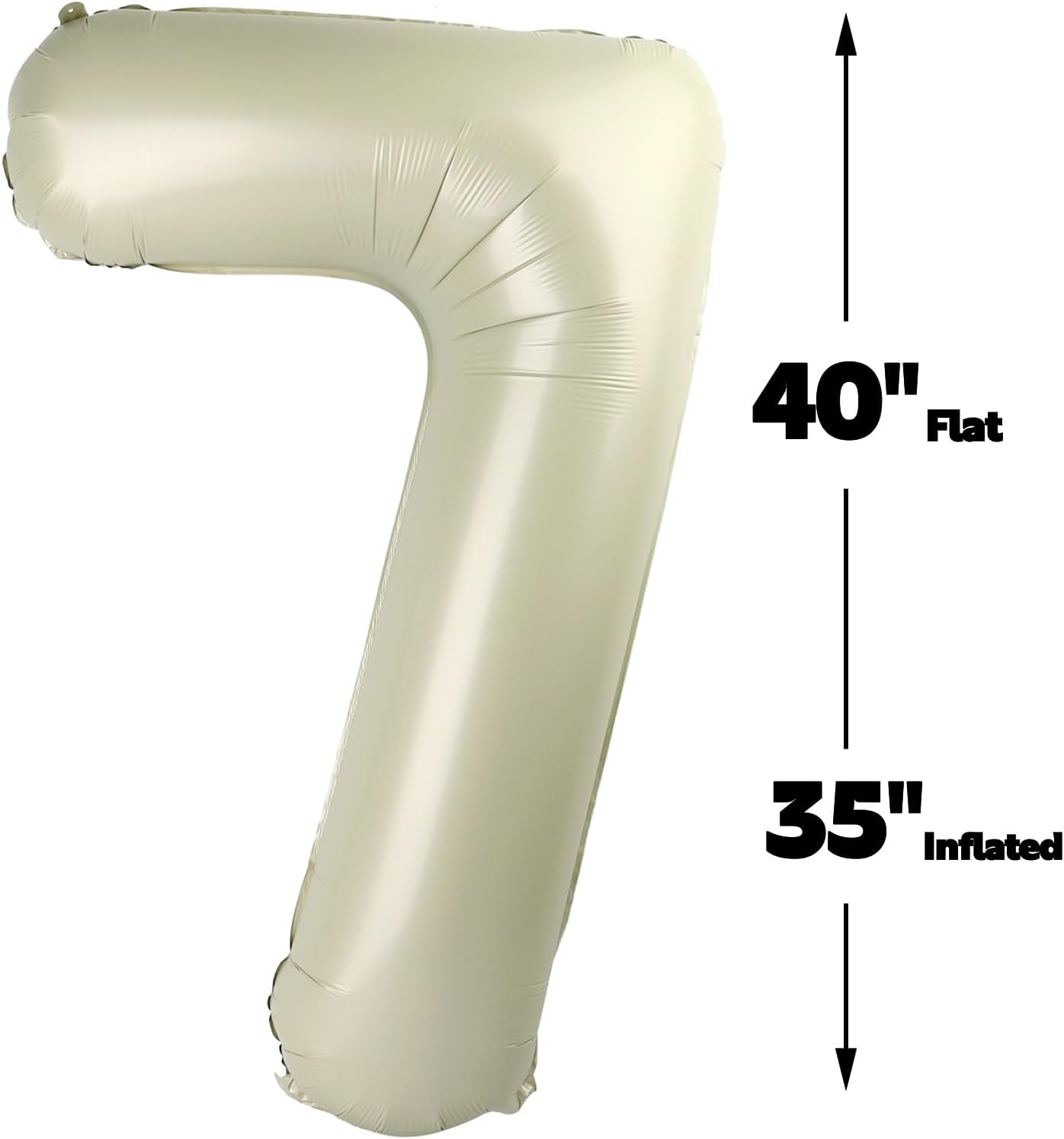 Cream White Number 7 Birthday Balloon 40 Inch, Digital Balloons for 7 17 27 70 77 Party Celebration Decorations Supplies, Mylar Foil Numbers Balloon for Seven Wedding Anniversary