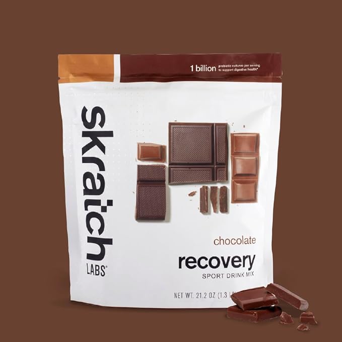 Skratch Labs Post Workout Recovery Drink Mix with Chocolate, (21.2 oz, 12 Servings) with Complete Milk Protein of Casein, Whey, Probiotics, Gluten Free, Kosher, Vegetarian