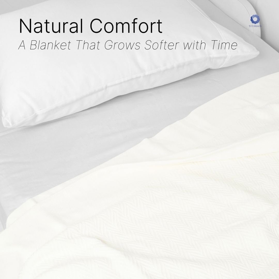 100% Cotton Herringbone Weave Blankets, 90" X 90" Queen, Throw Blanket for Bed, All Season Cotton Blanket, Cozy Blanket,Throws & Bed Blanket, Throw Blanket for Couch, Modern Home Decor -Tusk