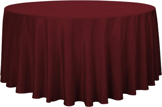 sancua Round Tablecloth - 120 Inch - Water Resistant Spill Proof Washable Polyester Table Cloth Decorative Fabric Table Cover for Dining Tables, Buffet Parties and Camping, Burgundy