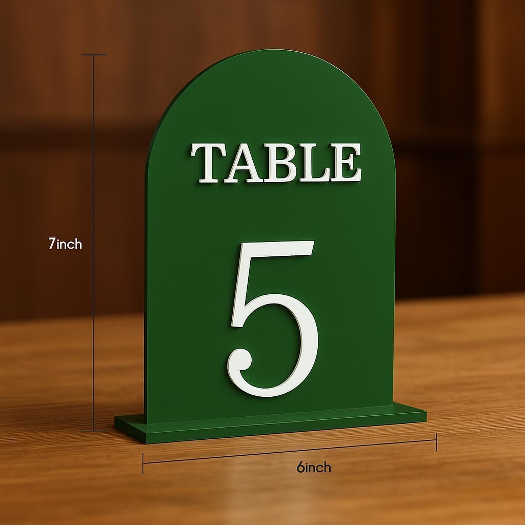 Arch Wedding Table Numbers 1-15 with Stands, 5" X 7" Double Sided Acrylic Wedding Sign Holders, Durable Non-Fading Table Number for Wedding Reception, Events, and Centerpieces