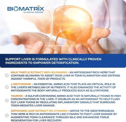 BioMatrix Liver Cleanse Detox & Repair, Artichoke Extract Liver Health Formula, Liver Supplement with Milk Thistle, Taurine, Methionine | 1+ Month Supply for Men and Women