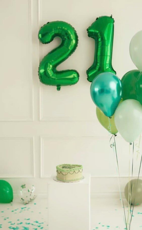 40 Inch Large Green 14 41 Number Balloon, Giant Number 14 41 Birthday Balloons, Foil Mylar Big Balloons for Anniversary Graduation Supplies Decorations