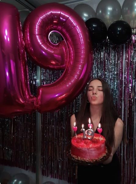 40 Inch Big Hot Pink 90 Balloon Number, Jumbo Giant Happy 90 Birthday Party Decorations, Large Mylar Foil Anniversary Birthday Party Engagement Decorations