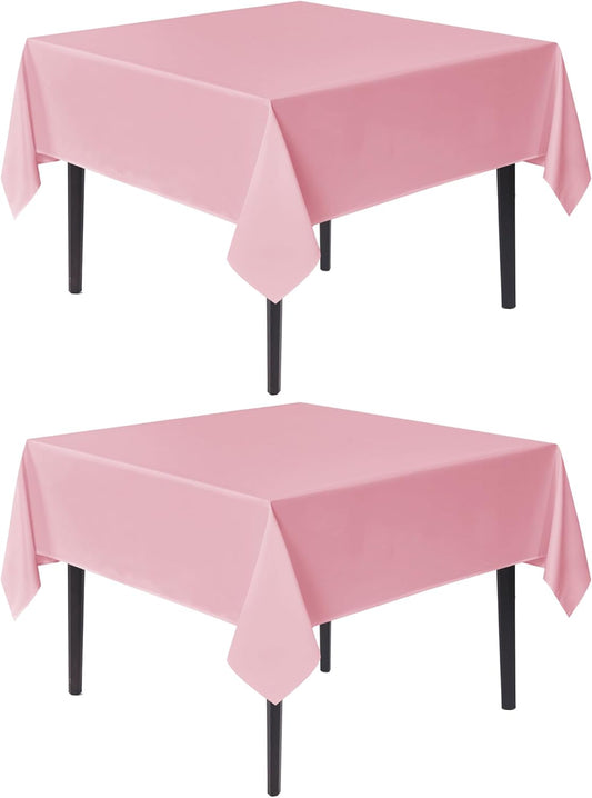 sancua Square Tablecloths 70x70 Inch, 2 Pack - Pink Fabric Table Cloth for Square or Round Tables, Washable Polyester Table Cover for Outdoor Party, Birthday, Decorative Display Tables
