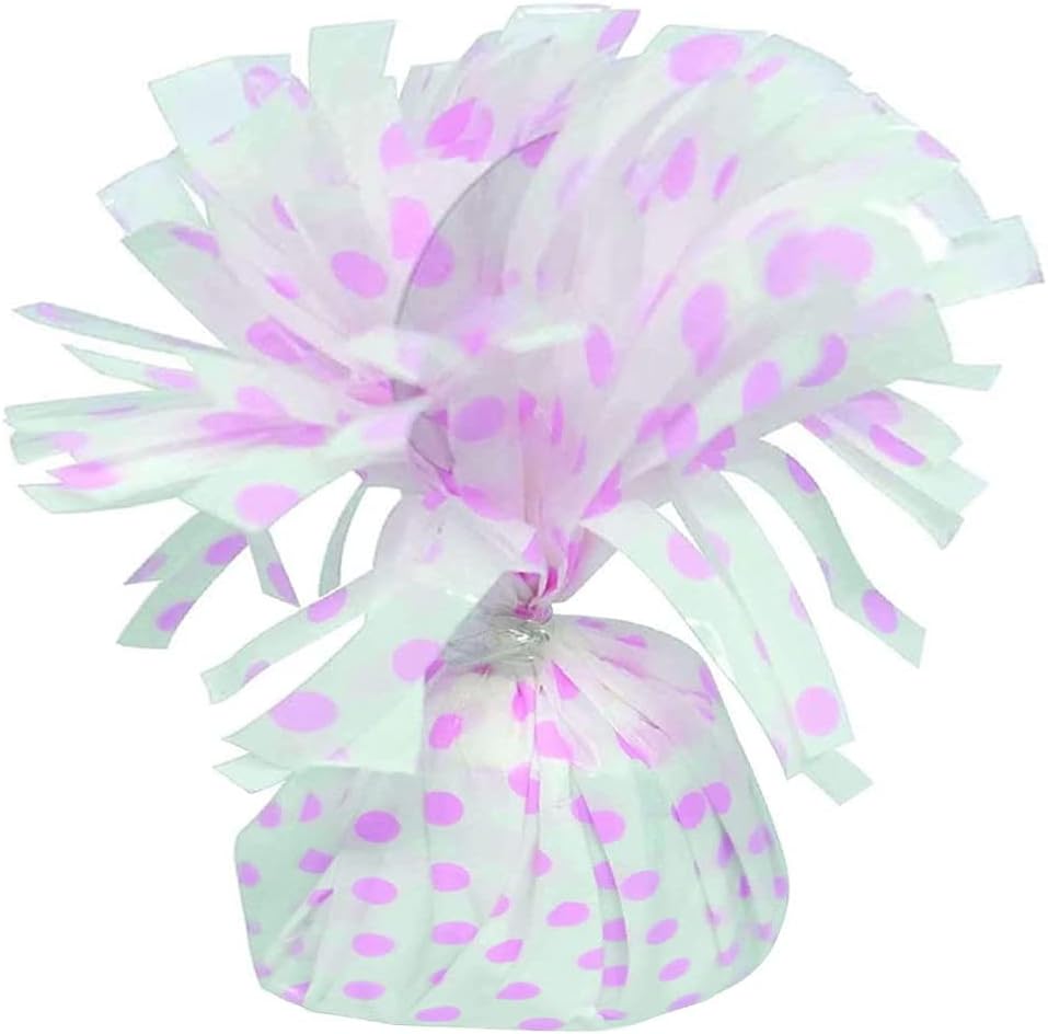 PMU Polka Dot Kisses Balloon Weights - Decorative Balloon Weight for Christmas, Thanksgiving, Birthday, Party Favors, Wedding & Baby Shower - 6oz. White With Light Pink, Pkg/1