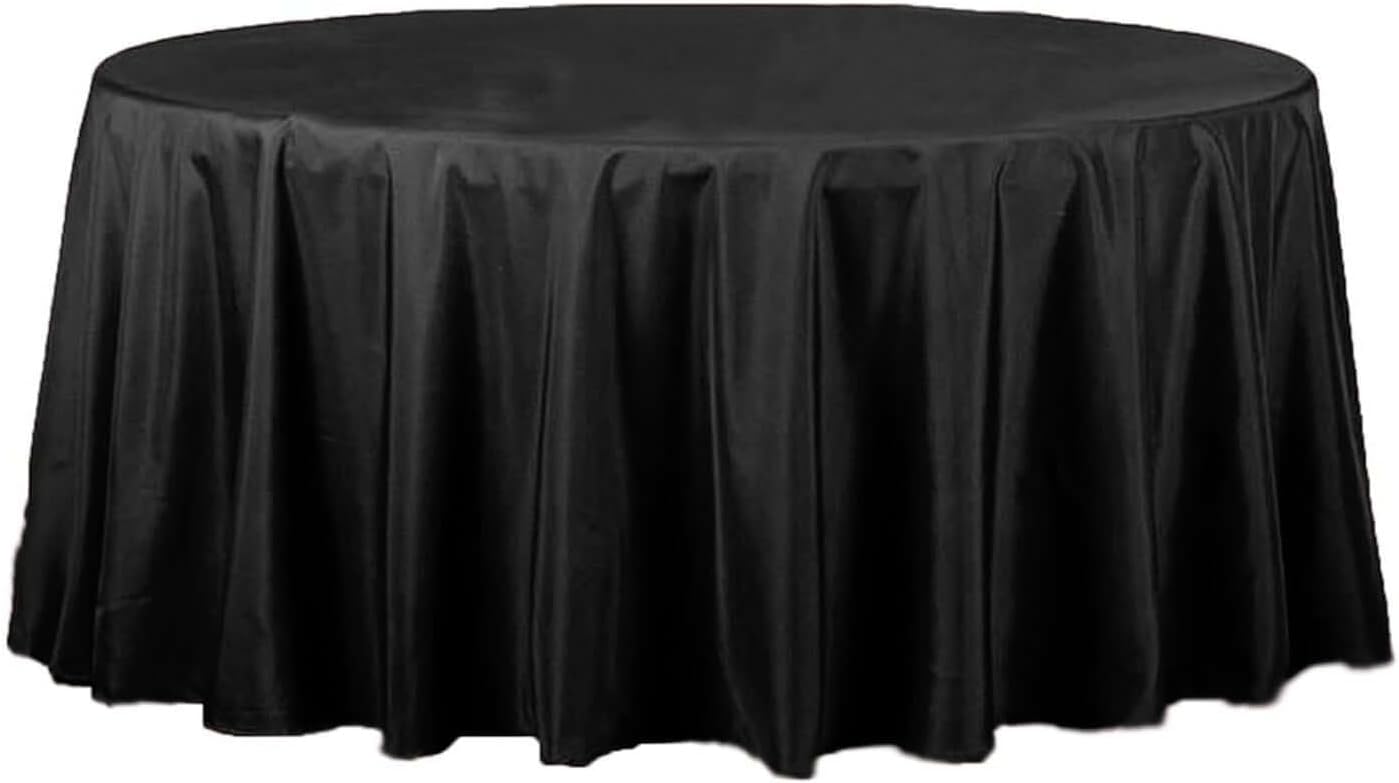Efavormart Round Tablecloth, 120 Inch Stain & Wrinkle Resistant Washable Table Cloth, Decorative Polyester Fabric Table Cover for Banquet, Wedding, Dining - Black