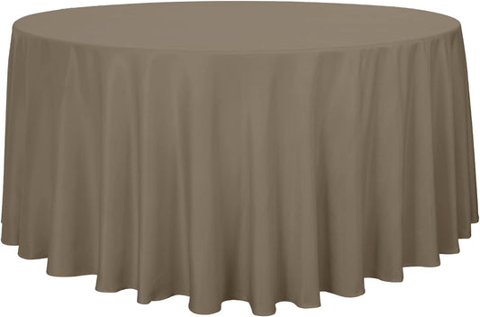 sancua Round Tablecloth - 120 Inch - Water Resistant Spill Proof Washable Polyester Table Cloth Decorative Fabric Table Cover for Dining Tables, Buffet Parties and Camping, Taupe