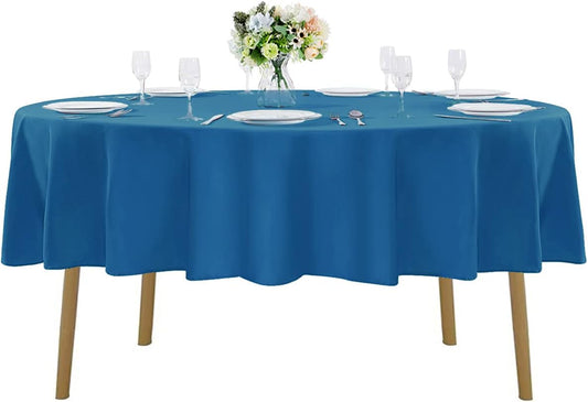 70 inch Round Tablecloth Washable Polyester Table Cloth Decorative Table Cover for Wedding Party Dining Banquet（70 inch, Mediterranean Blue）