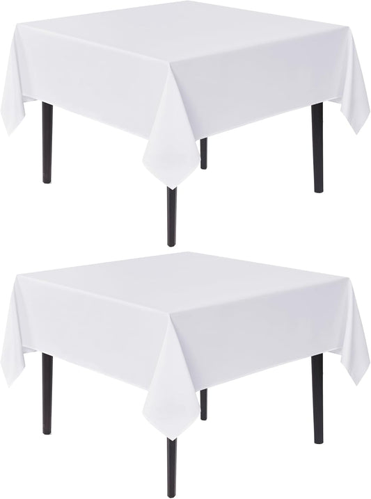 sancua White Square Tablecloths 54x54 Inch, 2 Pack - Fabric Table Cloth for Square or Round Tables, Washable Polyester Table Cover for Dinner, Holiday Party, Decorative Display Tables