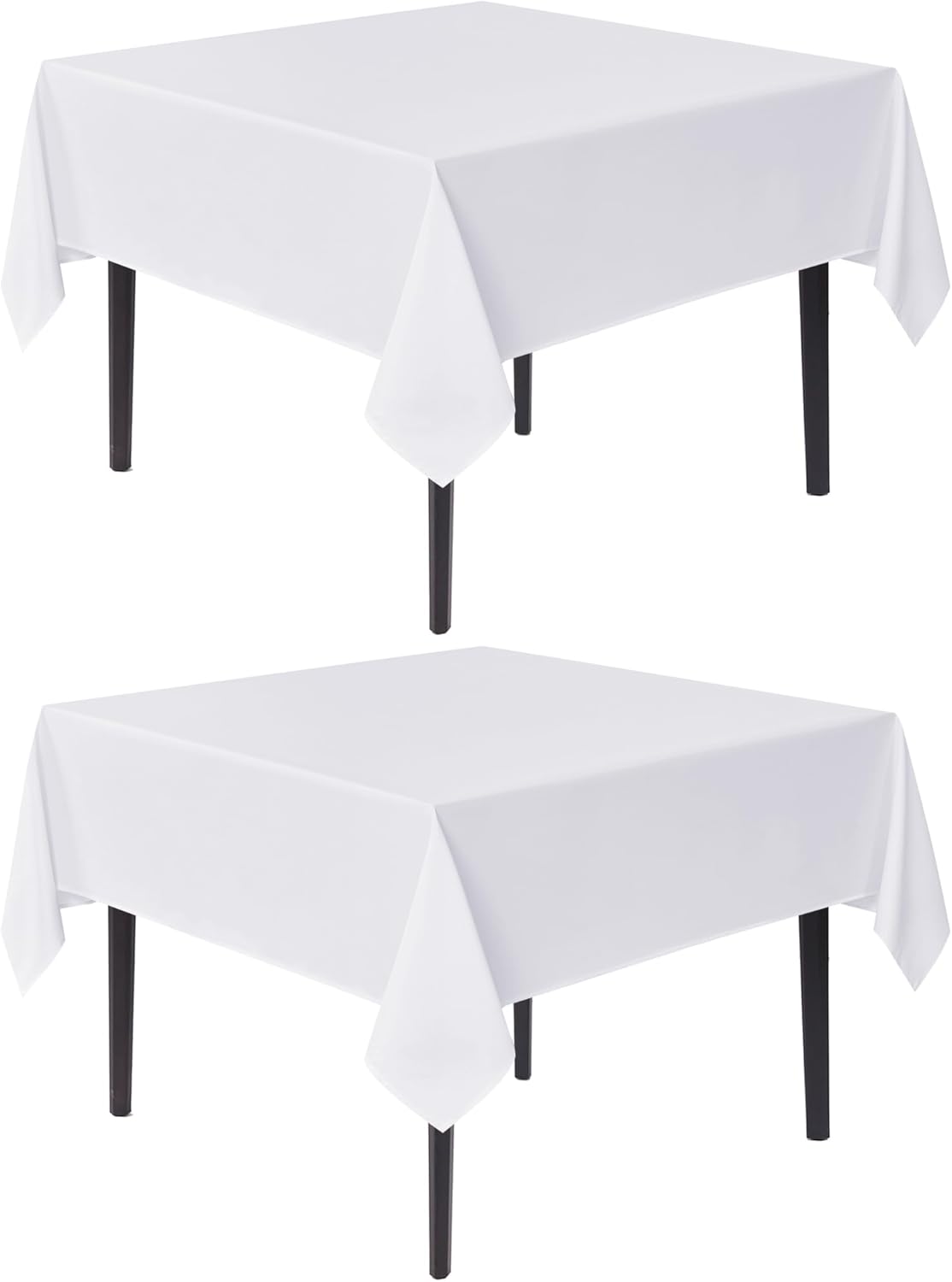 sancua Small Square Tablecloths 2 Pack - 36x36 Inch - White Table Cloth for Square or Round Tables, Washable Polyester Fabric Table Cover for Nightstand End Bedside Tables