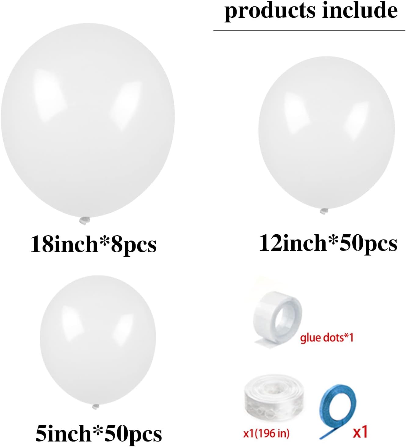 KAWKALSH White Balloon Arch Kit 111Pcs 18 12 5 Inch Latex Party Balloons Garland for Birthday Baby Shower Wedding Engagement Anniversary Christmas Party Decorations