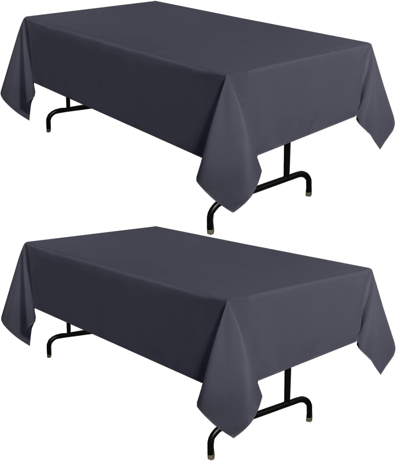sancua 2 Pack Dark Grey Tablecloth 54 x 78 Inch, Rectangle 4 Feet Table Cloth - Stain and Wrinkle Resistant Washable Polyester Table Cover for Dining Tables, Buffet Parties and Camping
