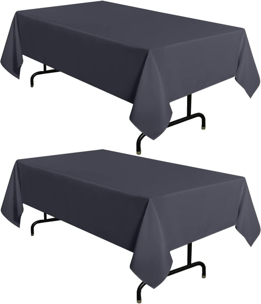 sancua 2 Pack Dark Grey Tablecloth 54 x 78 Inch, Rectangle 4 Feet Table Cloth - Stain and Wrinkle Resistant Washable Polyester Table Cover for Dining Tables, Buffet Parties and Camping