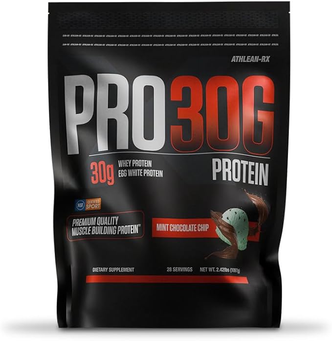 ATHLEAN-X PRO-30G, Premium Whey Protein Isolate Powder, Mint Chocolate Chip, Gluten-Free, Low Sugar, 30g of High Protein Powder for Muscle Recovery & Growth