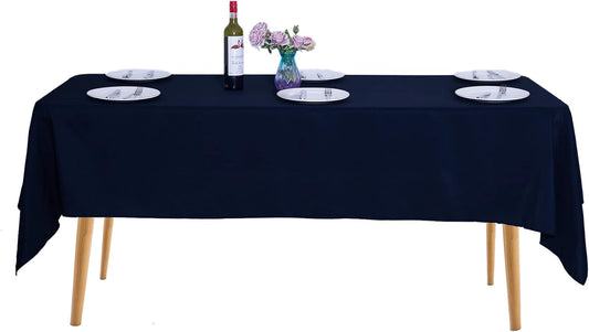 Ascoza 2pack 60x102 Inch Navy Rectangular Tablecloth 6 Feet Table Cloth in Polyester Fabric for Wedding/Banquet/Restaurant/Parties