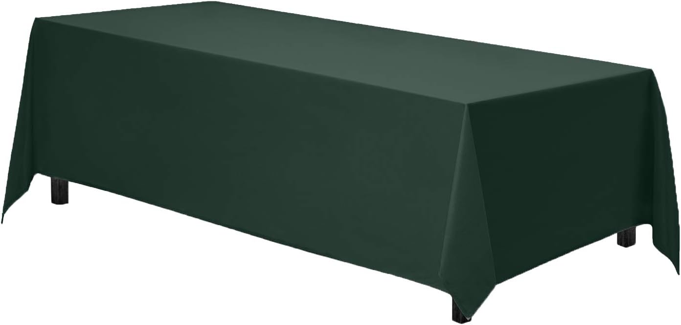 Gee Di Moda Rectangle Tablecloth - 70 x 120 Inch Hunter Green Table Cloth for 6 or 8 Foot Rectangle Table - Heavy Duty Washable Fabric - for Buffet Table, Holiday Party, Dinner, Wedding & Baby Shower