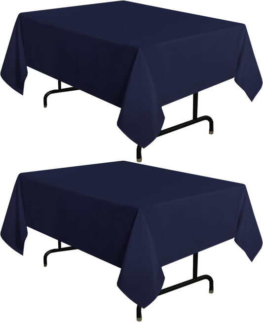 sancua 2 Pack Navy Tablecloth 54 x 54 Inch, Stain and Wrinkle Resistant Square Table Cloth - Washable Polyester Table Cover for Dining Tables, Buffet Parties and Camping
