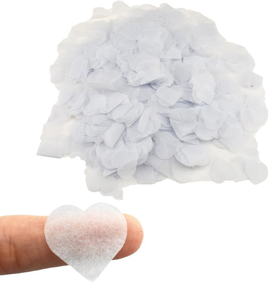 HAHIYO 0.78Inch White Heart Tissue Paper Confetti Table Decoration Confetti Dot Pastel Bulk Table Scatter Confetti Paper for Packaging Wedding Bachelorette Shower Birthday Party, 6000PCs