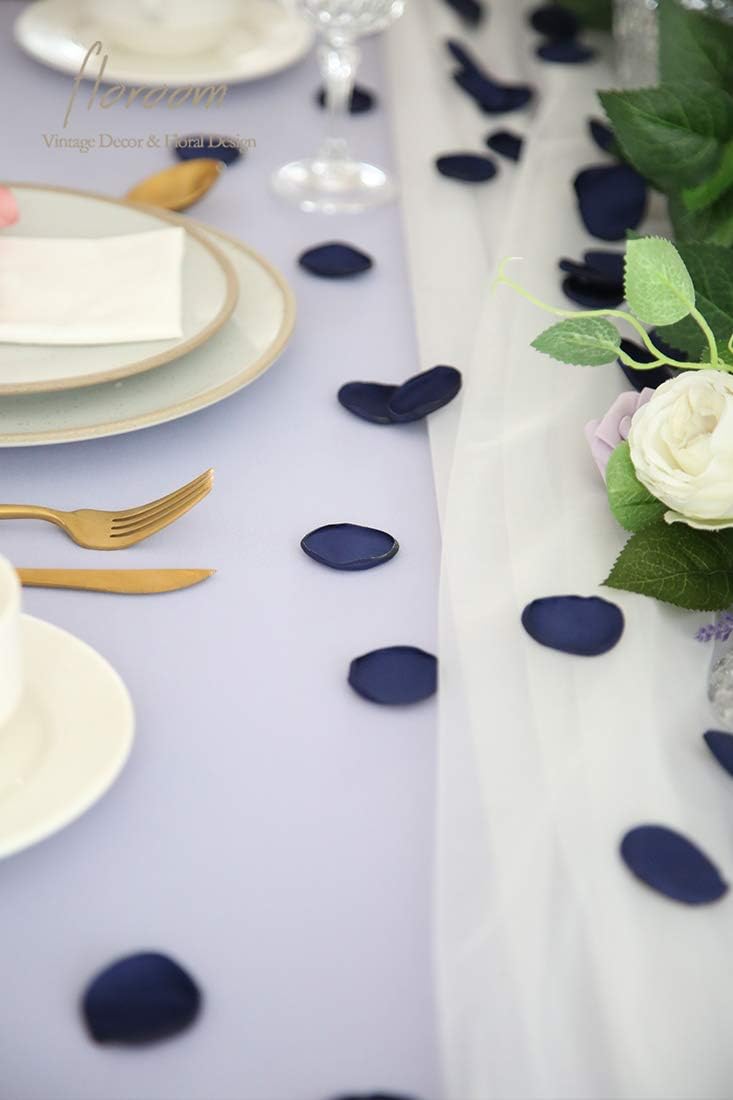 Floroom 300pcs Rose Petals Navy Blue Faux Silk Flower Petals for Wedding Flower Girl Basket Aisle Scatter Dinner Table Centerpieces Party Confetti Bridal Shower Romantic Night Decoration