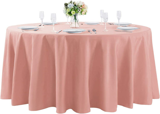 120 inch Round Tablecloth Washable Polyester Table Cloth Decorative Table Cover for Wedding Party Dining Banquet（120 inch, Dusty Pink）
