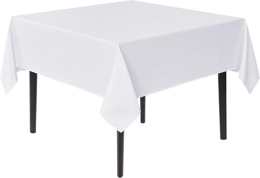 sancua White Square Tablecloths 85x85 Inch - Fabric Table Cloth for Square or Round Tables, Washable Polyester Table Cover for Outdoor Party, Birthday, Buffet, Resturant