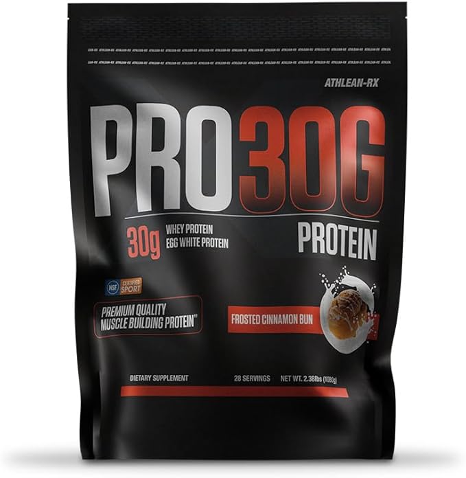 ATHLEAN-X PRO-30G, Premium Whey Protein Isolate Powder, Frosted Cinnamon Bun, Gluten-Free, Low Sugar, 30g of High Protein Powder for Muscle Recovery & Growth