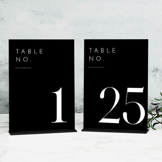 JINMURY Black Wedding Table Numbers 1-25 with Stands, 5"x7" Black Acrylic Table Numbers with White Font, Perfect for Wedding Party Reception(1-25, 5"x7")