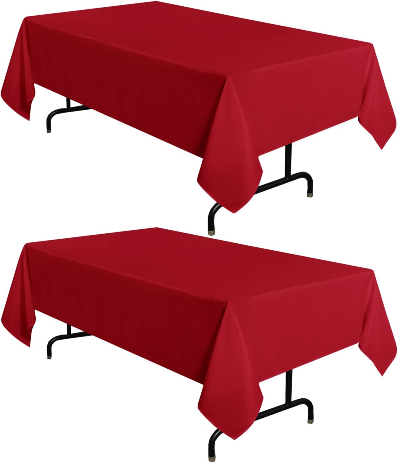 sancua 2 Pack Red Tablecloth 54 x 78 Inch, Rectangle 4 Feet Table Cloth - Stain and Wrinkle Resistant Washable Polyester Table Cover for Dining Tables, Buffet Parties and Camping