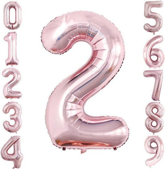 GOER Rose Gold Foil Balloons Number 2,Huge Number Balloons for 2nd 22nd Birthday Party Supplies Anniversary Decorations(3 pcs,42 inch,32 inc,16inch)
