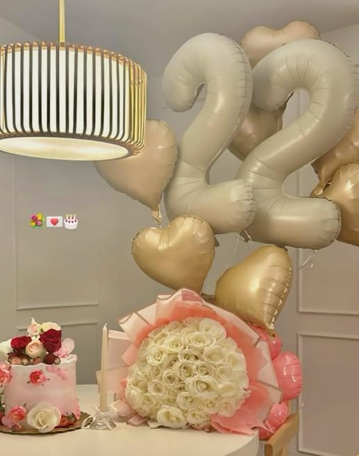 40 Inch Big Cream White Number 22 Balloon Birthday Decoration, Numbers 22 Helium Balloons 22 Celebration, Boy Girl Baby Anniversary Party Graduations Supplies Decorations