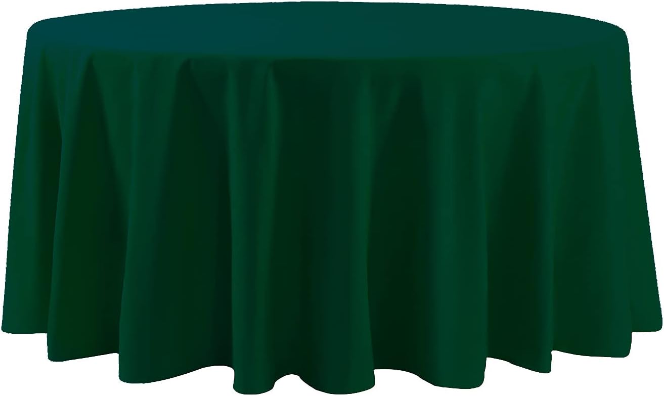 132 inch Round Tablecloth Washable Polyester Table Cloth Decorative Table Cover for Wedding Party Dining Banquet（132 inch, Hunter）